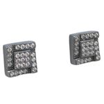 Mens .925 sterling silver White and black 5 row square earring MLCZ136 4mm thick and 7mm wide Size 1