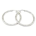 Round silver diamond cut hoop earring SB71 45mm tall and 44mm wide 1