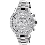 Mens Real Diamond Watch by Luxurman Liberty 0.2ct Swiss Movement Steel Band 1