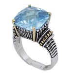 "Ladies .925 Italian Sterling Silver Baby blue synthetic gemstone ring SAR44 6