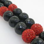 Mens Beaded Rosary Chain Crystal Gemstone Bracelet Ball Pave Macrame Necklace Red and Black Rosary 3