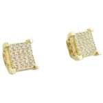 Mens .925 sterling silver Yellow 5 row square earring MLCZ45 5mm thick and 8mm wide Size 1