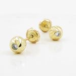 14K Yellow gold Round cz stud earrings for Children/Kids web129 3