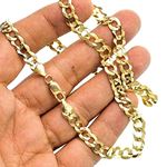 14K YELLOW Gold SOLID ITALY CUBAN Chain - 20 Inches Long 7MM Wide 3