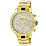 Luxurman Liberty Mens Genuine Diamond Watch 0.2ct Yellow Gold Plated Band 1