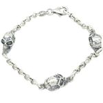 Unisex Sterling silver Trace link skull bracelet 1