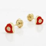 14K Yellow gold Heart cz stud earrings for Children/Kids web135 3