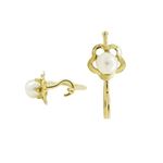 14K Yellow gold Fancy flower pearl hoop earrings for Children/Kids web231 1