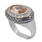 "Ladies .925 Italian Sterling Silver Spring citrine synthetic gemstone ring SAR37 6