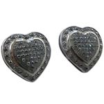 Womens .925 sterling silver Black heart earring 5mm thick and 14mm wide Size 1