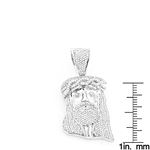 "Mini Diamond Jesus Head Pendant in Sterling Silver by LUXURMAN (0.75 Ctw