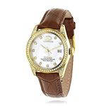 Womens Diamond Watch 18K Yellow Gold Plated White