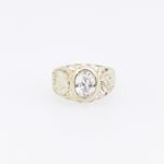 10k Yellow Gold Syntetic white gemstone ring ajjr43 Size: 2.25 3