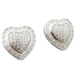 Womens .925 sterling silver White heart earring 5mm thick and 14mm wide Size 1