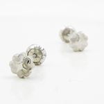 14K White gold 4 side heart flower earrings for Children/Kids web189 3