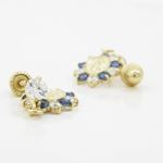 14K Yellow gold Oval mary cz chandelier earrings for Children/Kids web459 3