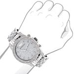 Luxurman Mens Diamond Watch 0.50 ct Silver Tone Stainless Steel Case 3