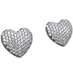 Womens .925 sterling silver Black and white heart earring 5mm thick and 11mm wide Size 1