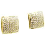 Mens .925 sterling silver Yellow 7 row square earring MLCZ98 5mm thick and 10mm wide Size 1