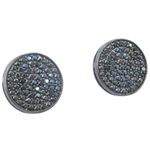 Mens .925 sterling silver Black round earring 5 MLCZ250 2mm thick and 11mm wide Size 1