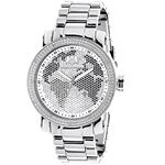 Mens Genuine Diamond Watch 0.12 ct Luxurman Black White Sparkling Stones Map 1