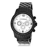 Genuine Mens Black Diamond Watch by Luxurman 2.25ct White Mother Of Pearl 1