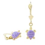 14K Yellow gold Tortoise chandelier earrings for Children/Kids web380 1