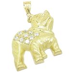 Mens 10k Yellow gold White gemstone bulldog charm EGP56 1