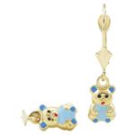 14K Yellow gold Panda chandelier earrings for Children/Kids web477 1