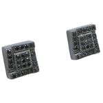 Mens .925 sterling silver Black 5 row square earring MLCZ137 4mm thick and 7mm wide Size 1