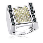 14K Mens White Blue Yellow Natural 2.4 Ctw Diamond