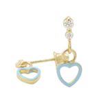 14K Yellow gold Open heart cz chandelier earrings for Children/Kids web409 1