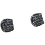 Mens .925 sterling silver Black round square earrings MLCZ195 5mm thick and 7mm wide Size 1