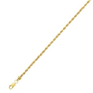 Anklet Lobster Clasp White/Yellow Luxurman Solid 14K Gold Rope Chain 2.3mm Diamond Cut Necklace,Bracelet