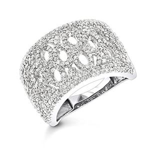 Luxurman Womens Oversized Fashion Cocktail Ring with Diamonds 3.75