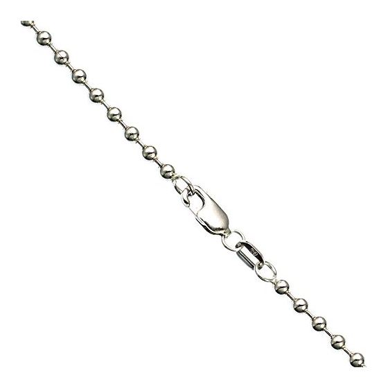 14K WHITE Gold SOLID BALL Chain - 24 Inches Long 3MM Wide 1