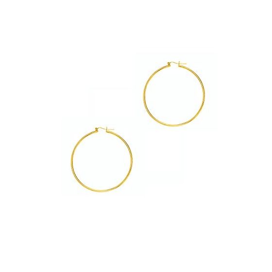 14K Yellow Gold Ladies Shiny Hoop Earrings RW254