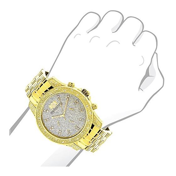 Mens Yellow Gold Tone Watch With Diamonds 0.50Ct-3