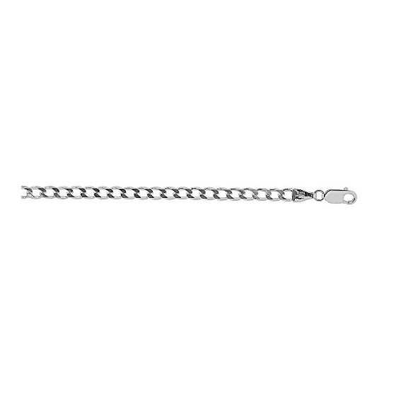 Sterling Silver 3.7 mm Wide Concave Curb Chain 24 Inch Long