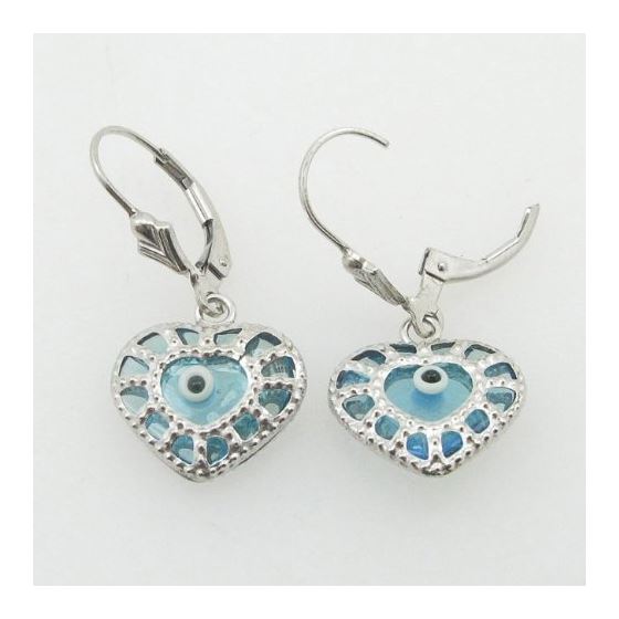 Ladies Silver evil eye dangle earrings 3