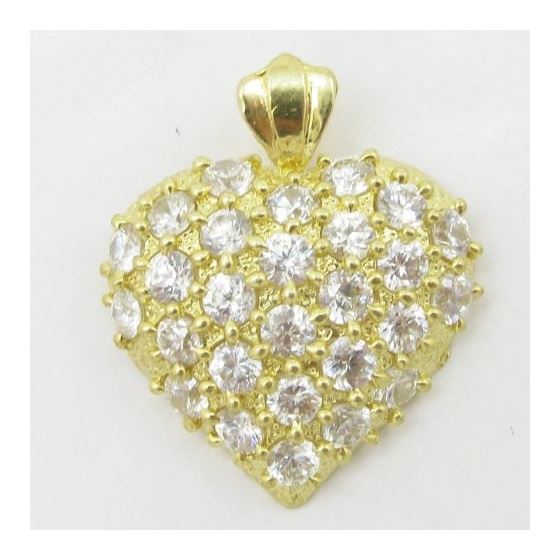 Womens 10k Yellow gold White gemstone heart charm EGP85 3