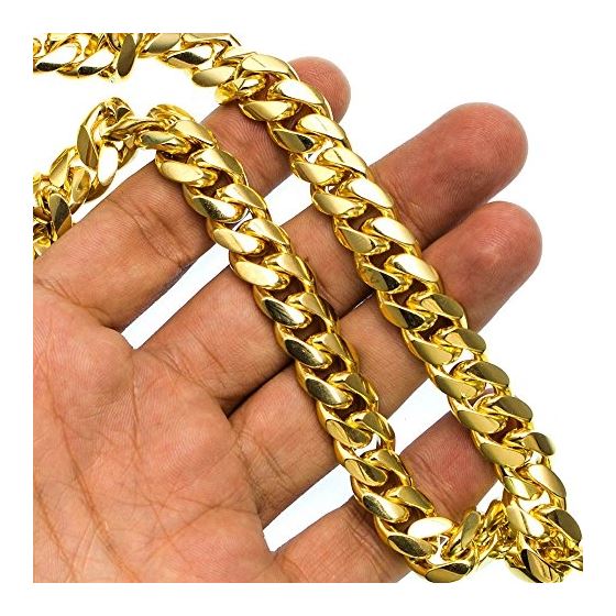 "14K YELLOW Gold MIAMI CUBAN SOLID CHAIN - 30"" Long 12X5MM Wide 3"
