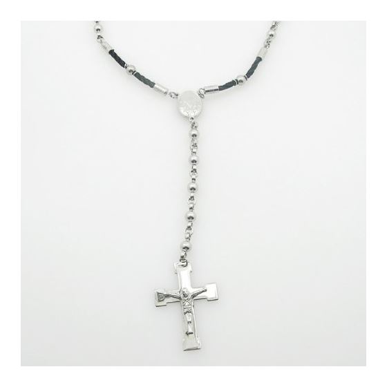 "Stainless Steel Rosary Necklace with Cross R145 ball 6 mm