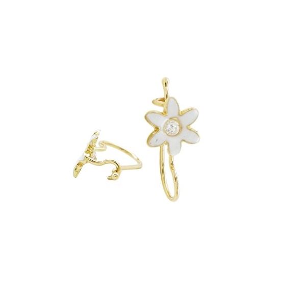 14K Yellow gold Flower cz hoop earrings for Children/Kids web42 1