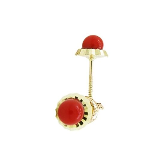14K Yellow gold Round fancy flower pearl stud earrings for Children/Kids web209 1
