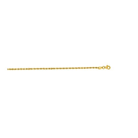 10K 18 inch long Yellow Gold 2.25mm wide Shiny Solid Diamond Cut Royal Rope Chain with Lobster Clasp