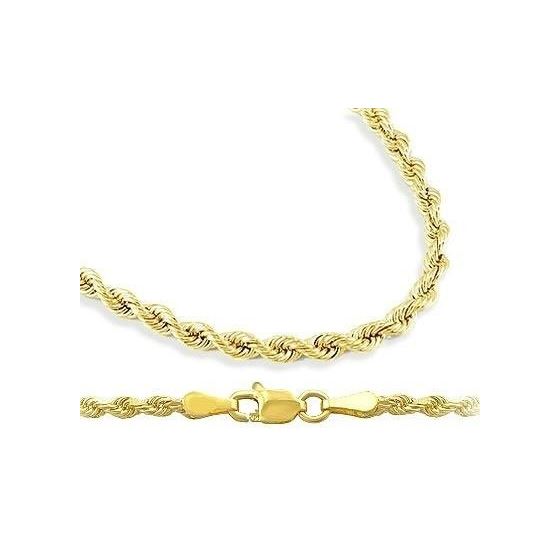 10K YELLOW Gold HOLLOW ROPE Chain - 18 Inches Long 2.2MM Wide