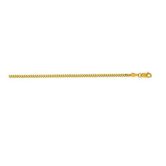 10K 18 inch long Yellow Gold 2.0mm wide Diamond Cut Gourmette Chain with Lobster Clasp FJ-060GR-18