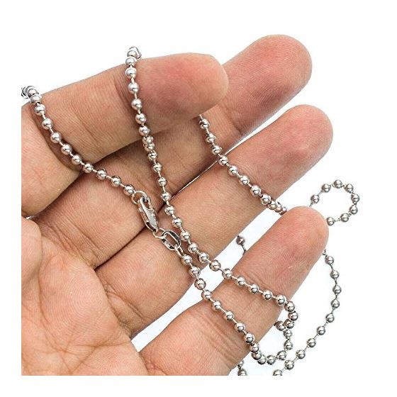 14K WHITE Gold SOLID BALL Chain - 24 Inches Long 3MM Wide 3