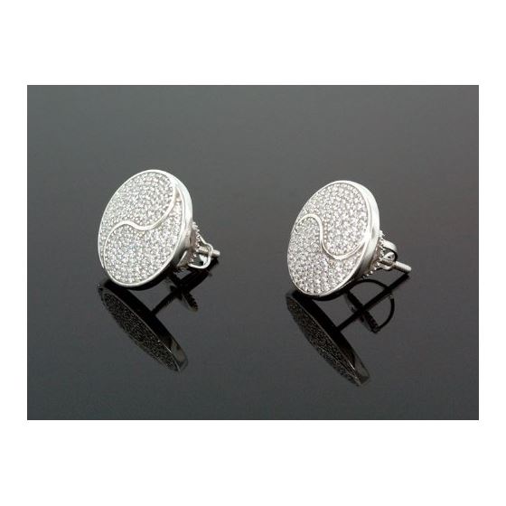 Sterling Silver Unisex Fashion Round Hand Set Stud Earrings ME0219d 1